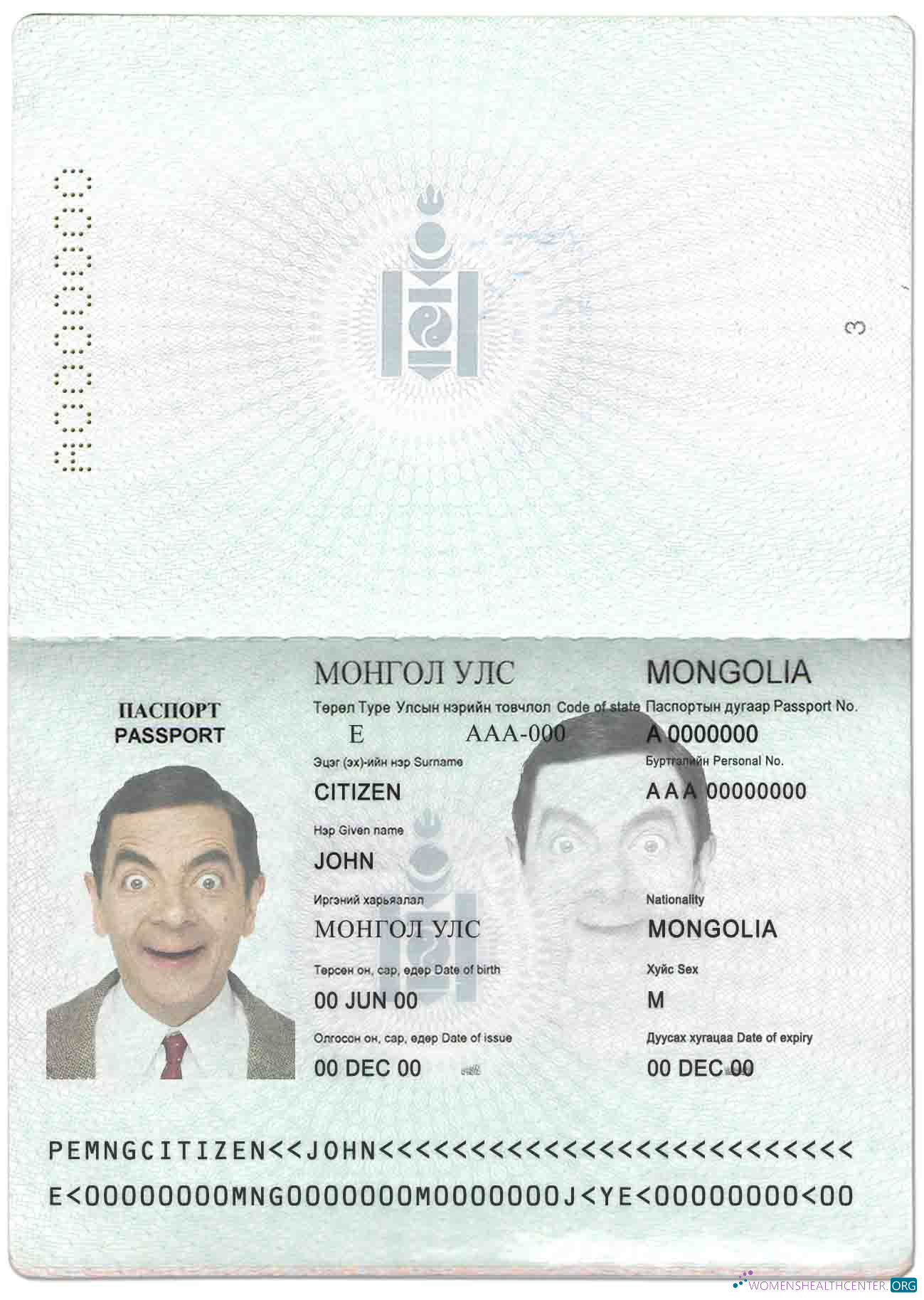 Download Mongolia passport Photoshop template